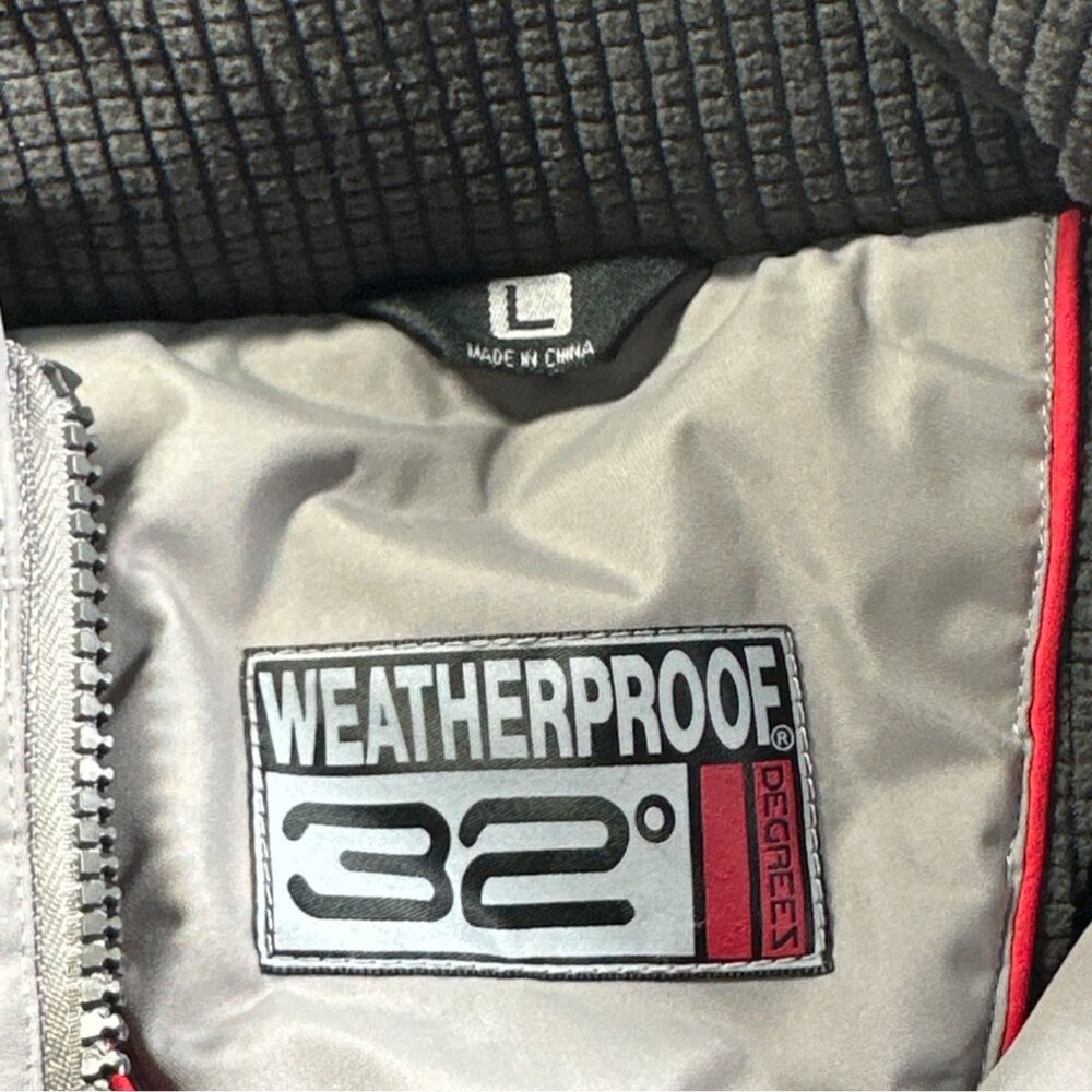 Weatherproof 32° Mens L Polyester Hooded Jacket Gray & Orange Lined Gorpcore - Picture 3 of 9